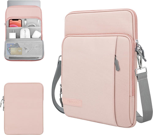 13.3-14 Inch Laptop Sleeve Carrying Bag with Pockets for Macbook Neo 13", Macbook Air 13.6", Mac Pro 14", HP Dell ASUS Lenovo, Computer Sleeve Bag with Shoulder Strap, Pink